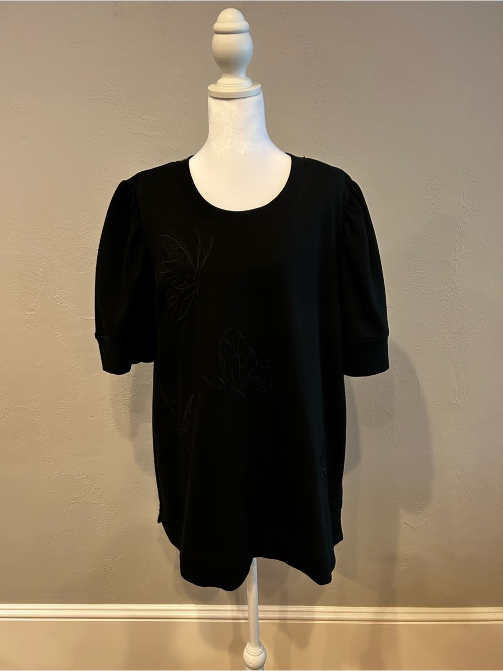 Jane+Delancey French Terry Black Butterfly Embroidered Sweatshirt - Picture 2 of 8